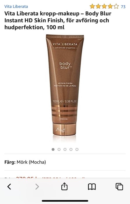 Flaska av Vita Liberata kroppsmakeup Body Blur i mörk färg (Mocha), 100 ml, med betyg och recensioner.