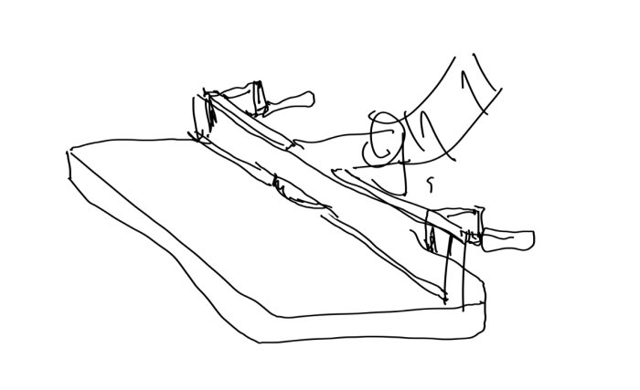 Schematisk ritning av bearbetning av trä med vertikalfräs, visar tapp och zero-insert metoden.