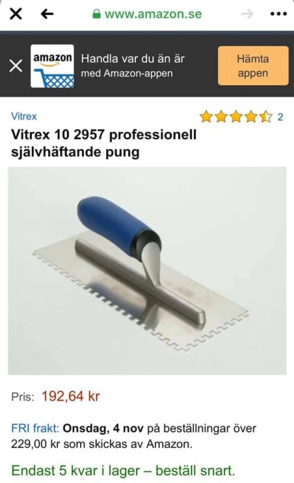 Vitrex 10 2957 professionell självhäftande fogsvamp på en fogspackel.