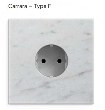 Eluttag utan petskydd integrerat i Carrara-marmor, typ F-standard.