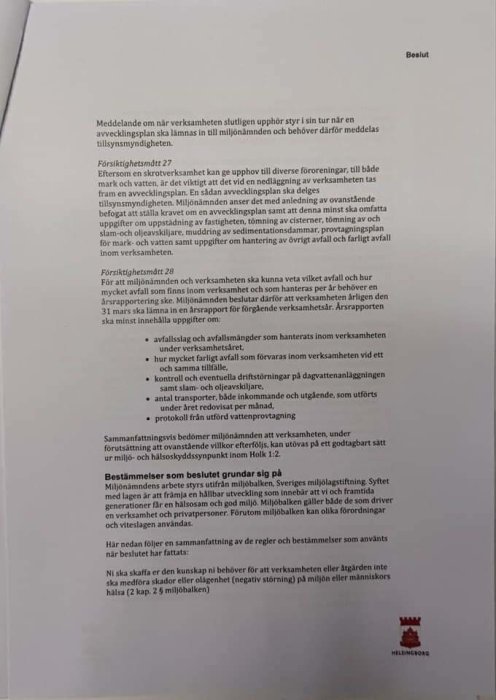 Officiellt beslut från myndighet om att verksamhetens bullernivåer är höga och åtgärder krävs, relaterat till ärendet med klagomål.