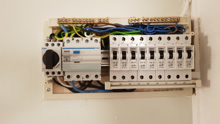 Elektriskt skåp med jorddragning, en ny huvudbrytare och 3fas jordfelsbrytare, samt ordnade säkringar.