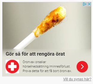 Närbild på en örontopp med öronvax mot suddig bakgrund.