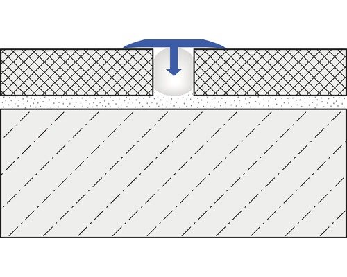 Schematisk illustration av ett stänkskydd i kakel med en övergång till en väggpanel och en T-profil.