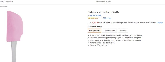 Rosa slickepott med vit handtag från Fackelmann på en vit bakgrund.