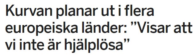 Artikelrubrik som lyder "Kurvan planar ut i flera europeiska länder: 'Visar att vi inte är hjälplösa'