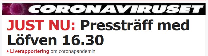 Presskonferens om coronaviruset annonseras med tidpunkt 16.30.