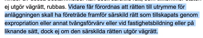 Skärmbild av lagtext om servitut och företrädesrätt ur anläggningslagen (AL 12 §).