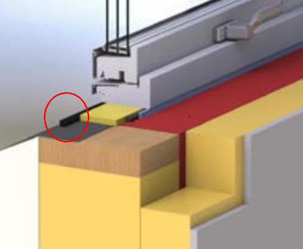 Detaljerad illustration av fönsterinstallation som inte följer Elitfönsters montageanvisning.