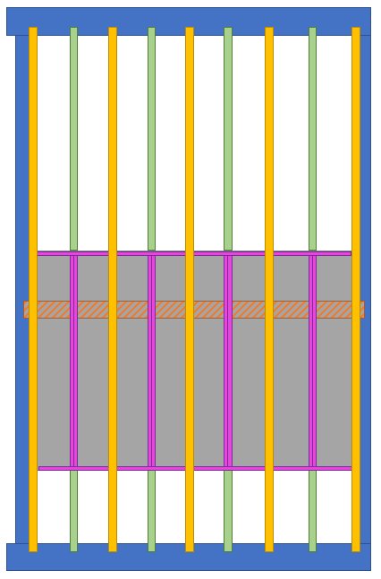 Schematisk bild av bjälklagskonstruktion med färgkodade bjälkar och avväxling för renovering av badrum.