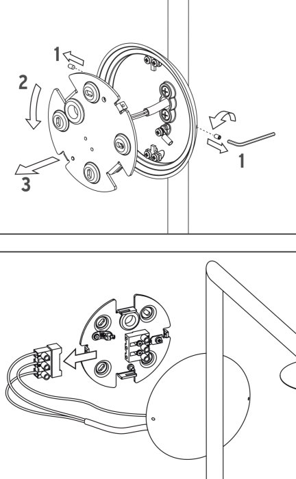 Illustration av en elektrisk anordning med begränsat utrymme, indikerar behovet av en adapter.