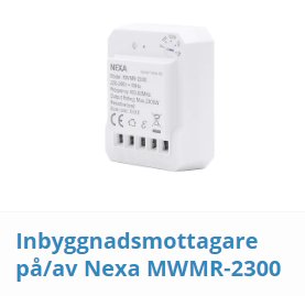 Nexa inbyggnadsmottagare MWMR-2300 för hemautomation, vit, framifrån.