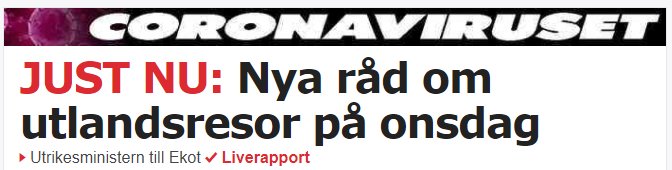 Nyhetsrubrik om att nya råd för utlandsresor kommer att presenteras på onsdag, relaterat till coronaviruset.