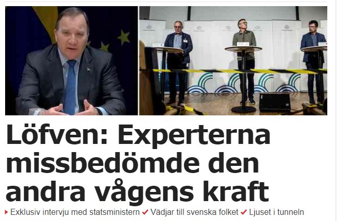 Sveriges statsminister under en presskonferens med fokus på coronavirusets andra våg, med experter i bakgrunden.