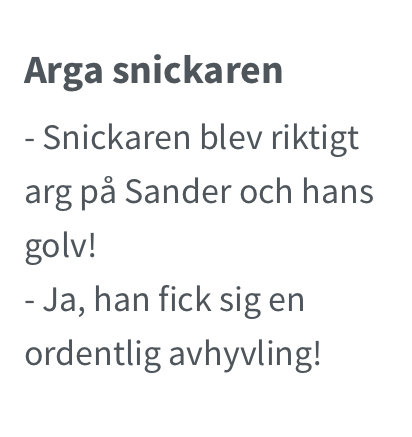 Textinlägg med ordvitsar relaterade till snickare och golvarbete.