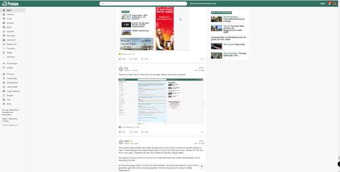 Skärmdump av ett webbforums gränssnitt med öppen diskussionstråd och användarkommentarer.