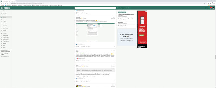 Skärmdump av ett diskussionsforum med öppen tråd om skärmupplösning på en 34-tums widescreen monitor.