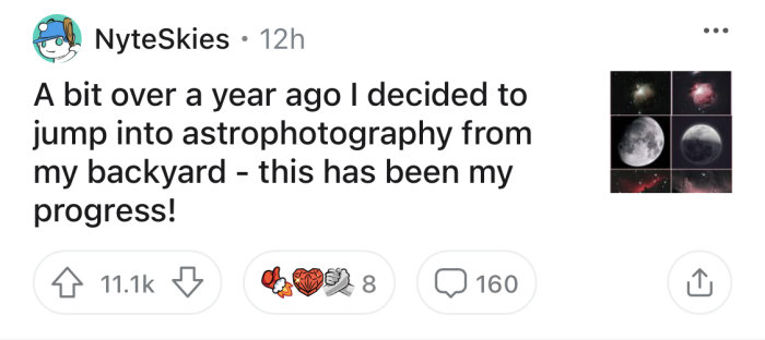 Kollage av astrofotografiska bilder visande stjärnbilder och månfaser med rundade hörn.