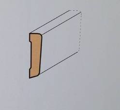 Illustration av en profilstyckeschnitt med en fasad smalare kant mot en vit bakgrund.