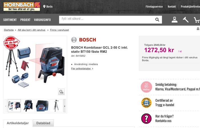 Bosch kombilaser GCL 2-50 med stativ och tillbehör, specialerbjudande hos Hornbach.