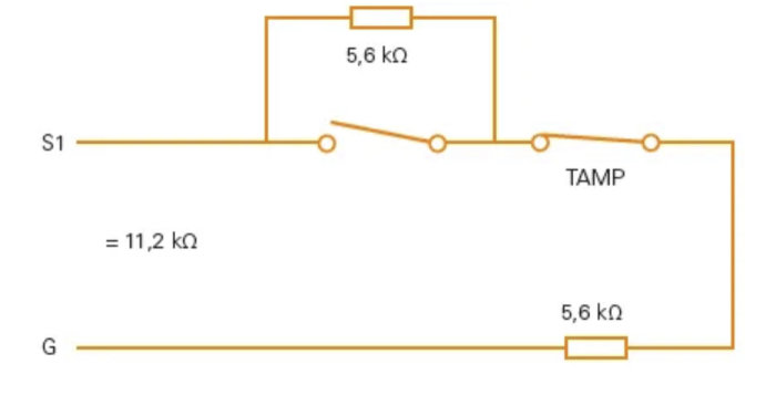 Elkopplingsschema som visar komponenter och resistorer med beteckningar S1, TAMP, G och motståndsvärden.