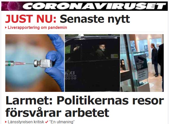 En hand i en blå handske håller en spruta, och bilden till höger visar en person i en bil.