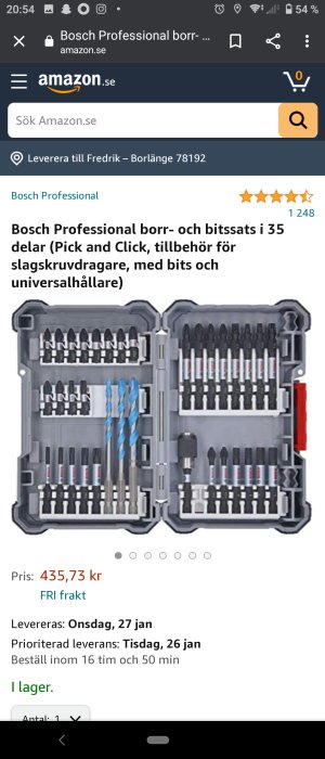 Bosch Professional borrsats och bitsats med 35 delar i uppslagen förvaringslåda.