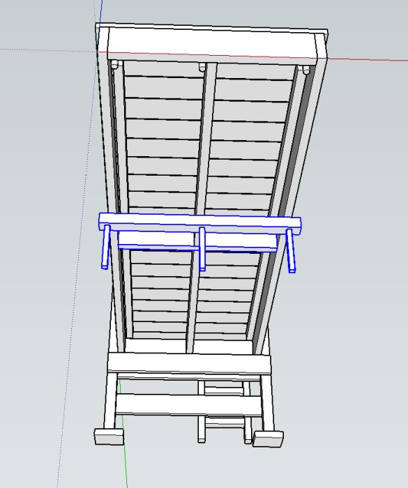 3D-modell av en trappa med en stödsten vid basen och förstärkt räcke.