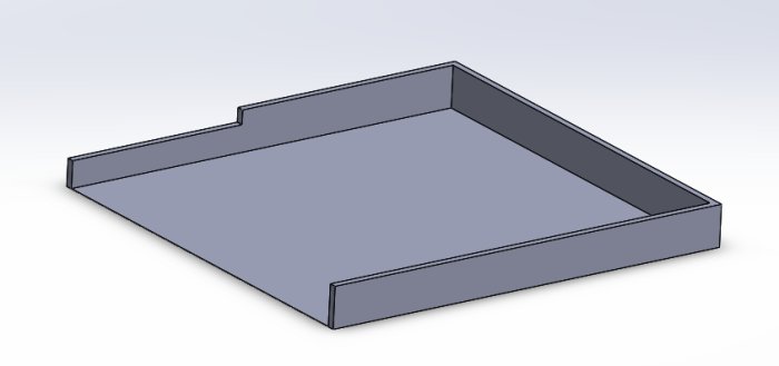 3D-modell av betongplatta med 1 meter höga väggar för planerat växthusprojekt.