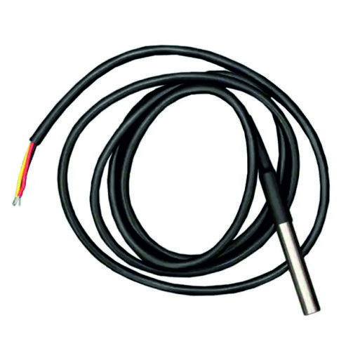 En digital tempgivare med svart kabel och exponerade anslutningstrådar för användning i acktank.