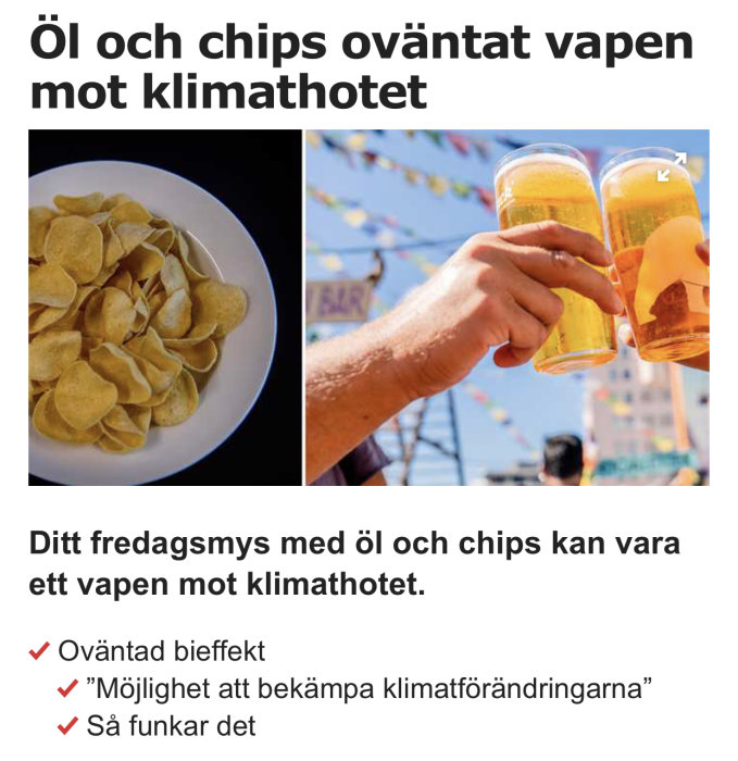 En skål med chips och två personer som skålar med ölglas.