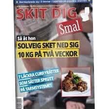 Tidning med rubriken "SKIT DIG Smal", underrubrik om viktminskning och bild på curryrätter.