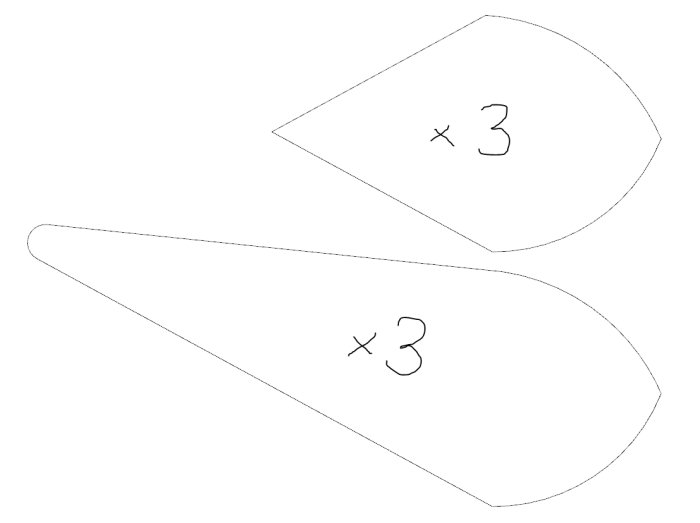 Två ritade komponenter för ett eldfat, märkta med "x3" för att indikera antalet kopior per del.