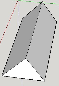 3D-modell av ett enkelt tak i ett ritprogram med markerade profiler och komponentgränser.