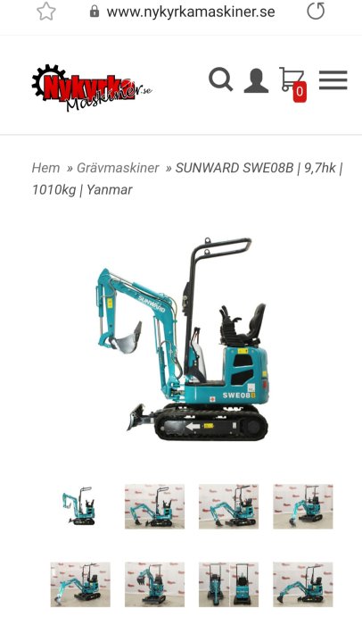 Minigrävare på 1,1 ton för avloppsgrävning i åkermark, modell SUNWARD SWE08B.