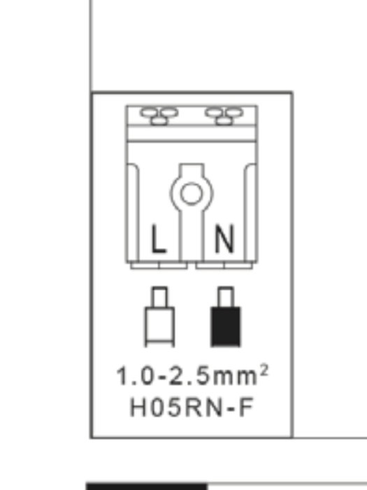 Schematisk illustration av en elektrisk 'sockerbit' märkt med L och N för ledarekoppling.