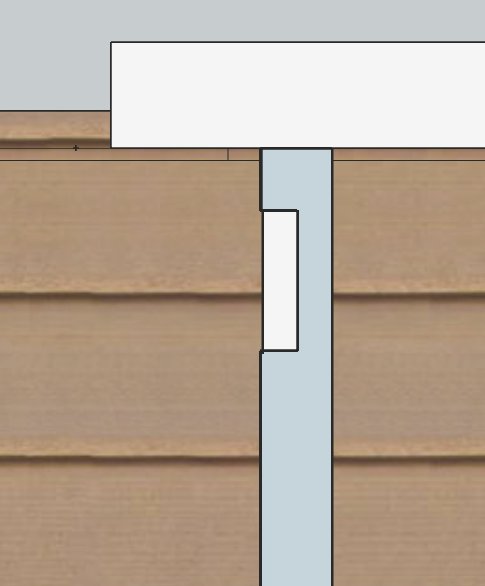 Skiss av byggkonstruktion med väggbalk, limträstolpe och gavelbalksmontering mot husvägg.