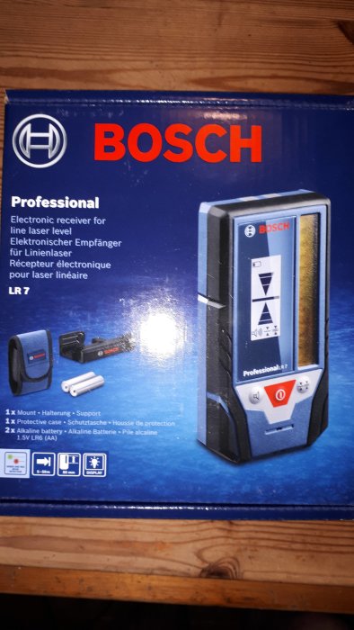 Bosch Professional elektronisk mottagare på förpackningen.