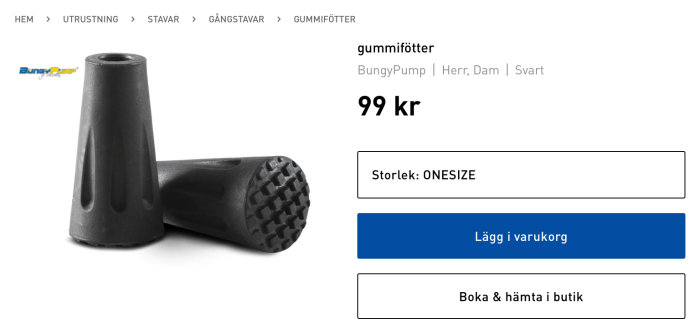 Gummihylsor för vandringsstavar från BungyPump, storlek ONE SIZE, pris 99 kr.