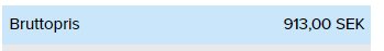 Skärmdump som visar bruttopriset 913,00 SEK på Ahlsell.