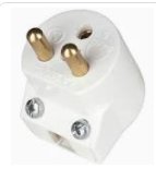 Ojordad vit stickpropp avsedd för elektrisk anslutning av lampa.