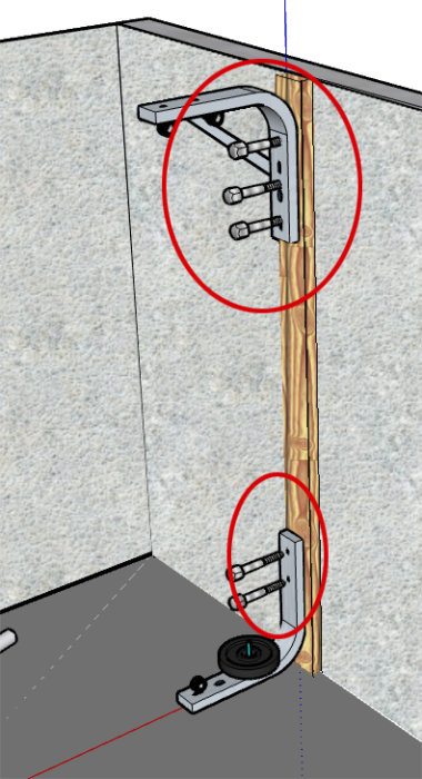 2x4-regel monterad mot lättbetongvägg med plugg och sexkantsskruv, problem med pluggens fäste.