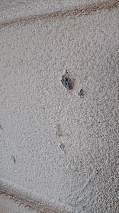 Närbild av en misstänkt blåbetongfasad med synliga skador och ojämn textur.