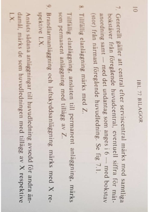 En bild på en textsidan från en bok eller manual med punktlistor som behandlar ämnen relaterade till byggregler och anvisningar.