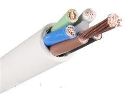 Nexans MQQ 750V stigarkabel med fem synliga ledare i olika färger.