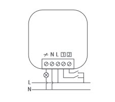 Schematisk illustration av en Plejd enhet enligt installationsmanualen.