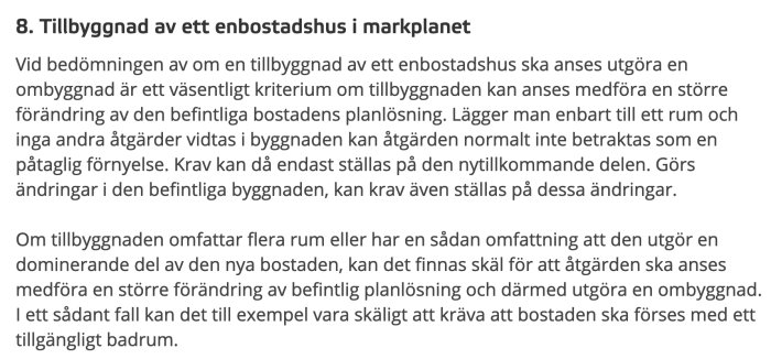 Textdokument om tillbyggnad och tillgänglighetsanpassning för bostäder, från Boverkets hemsida.