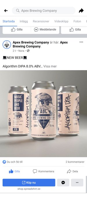 Tre ölburkar från Apex Brewing med etiketter för "Algorithm DIPA", 8% ABV, med grafisk design och örnillustration.