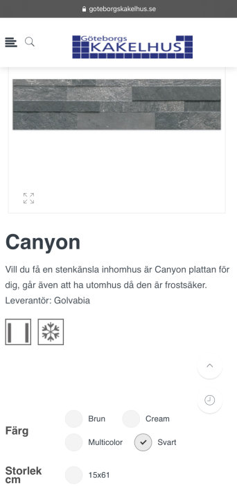 Canyon stenliknande plattor i olika grå nyanser lämpliga för både inomhus och utomhus bruk.