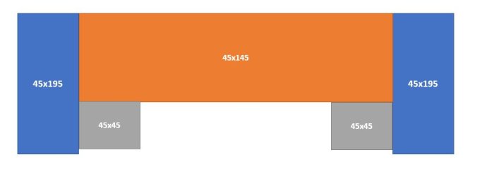 Schmatisk bild av en trädäcksramkonstruktion med måttangivelser för bärlina och reglar.